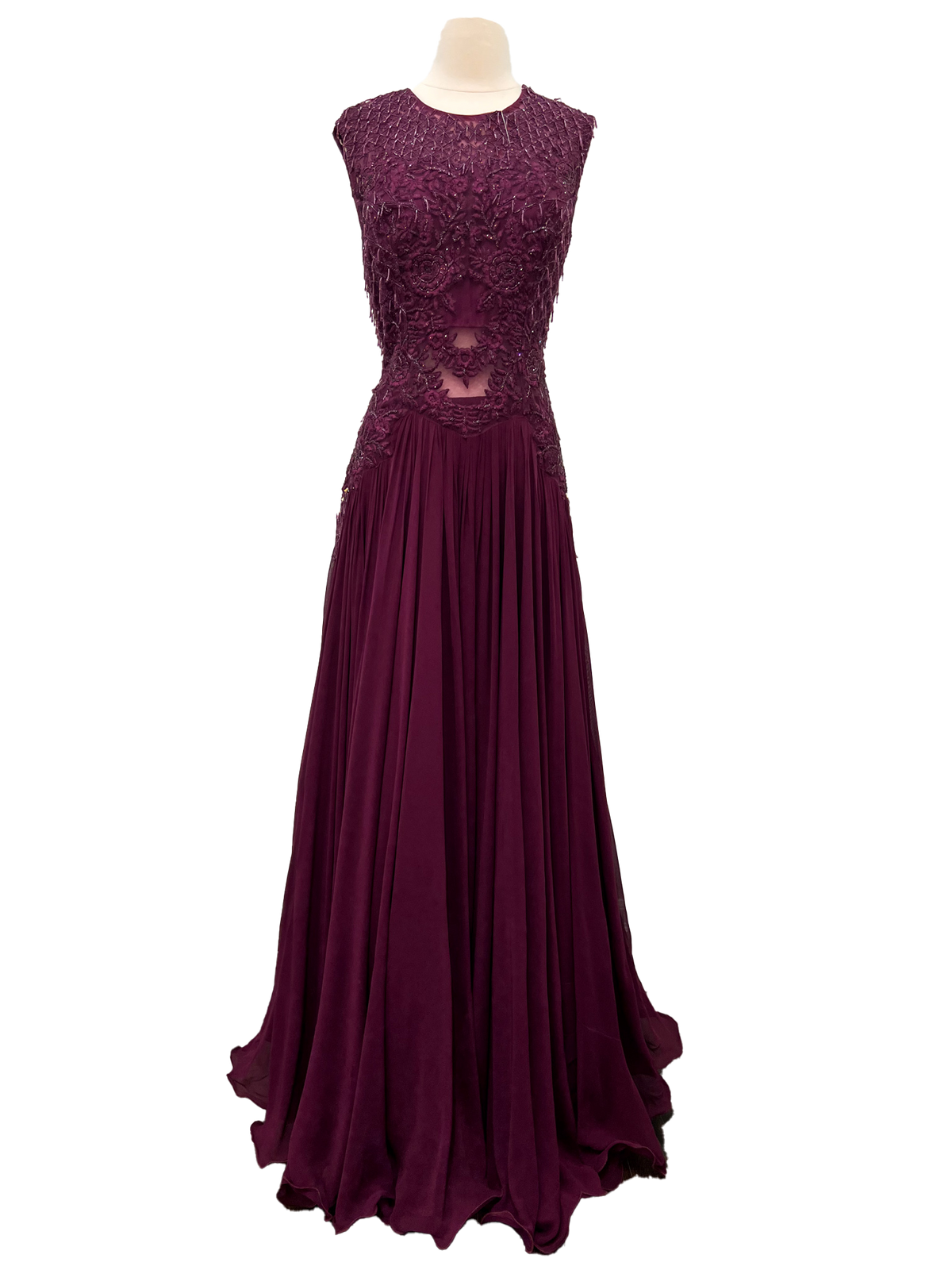 Wine Colour Beaded Gown