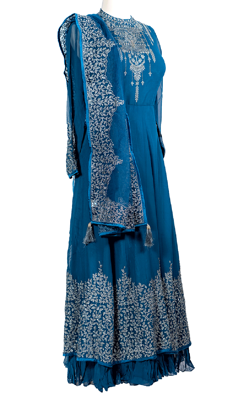 High Neck Anarkali with Frill Bottom