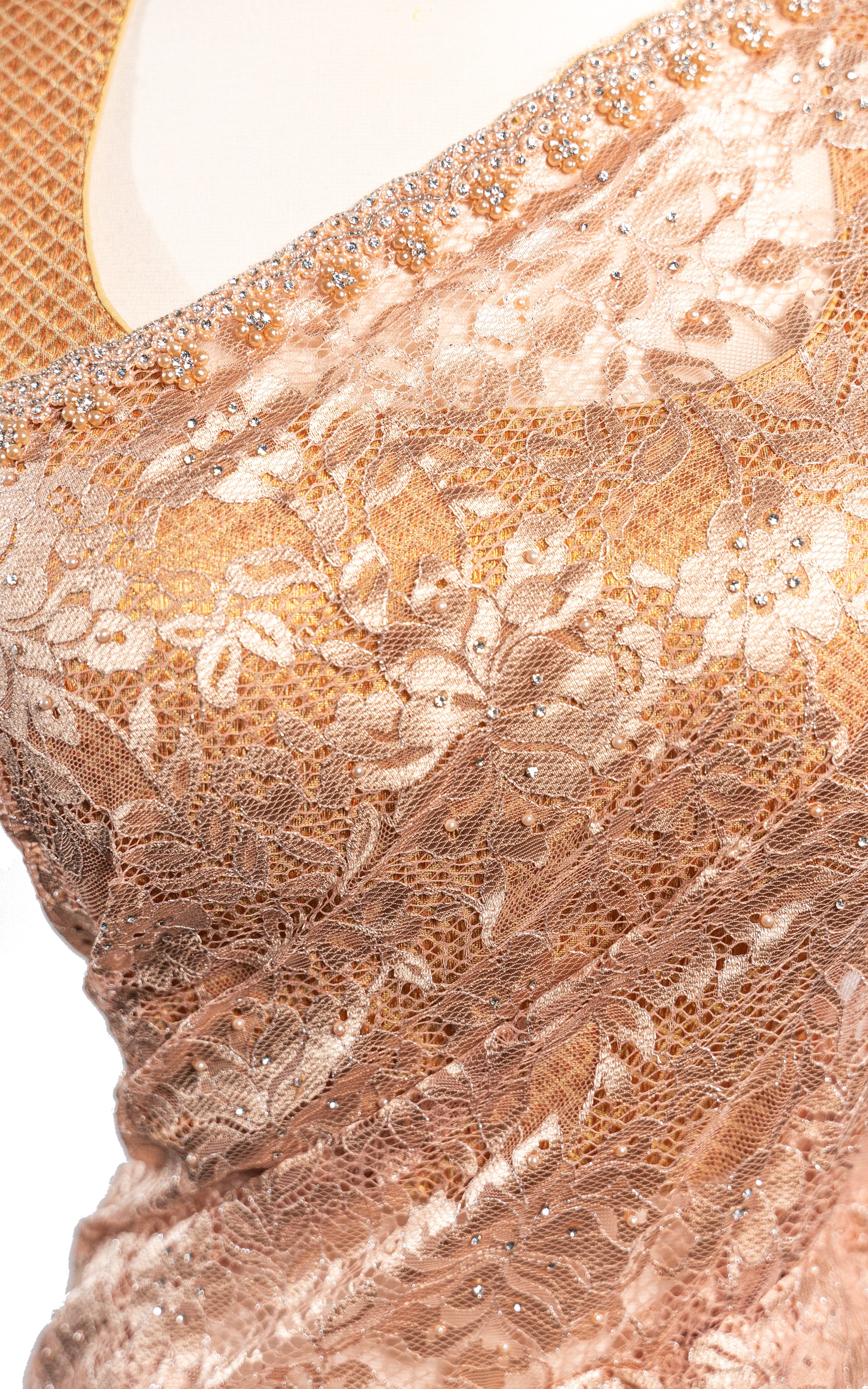 Rose Peach Lace Saree