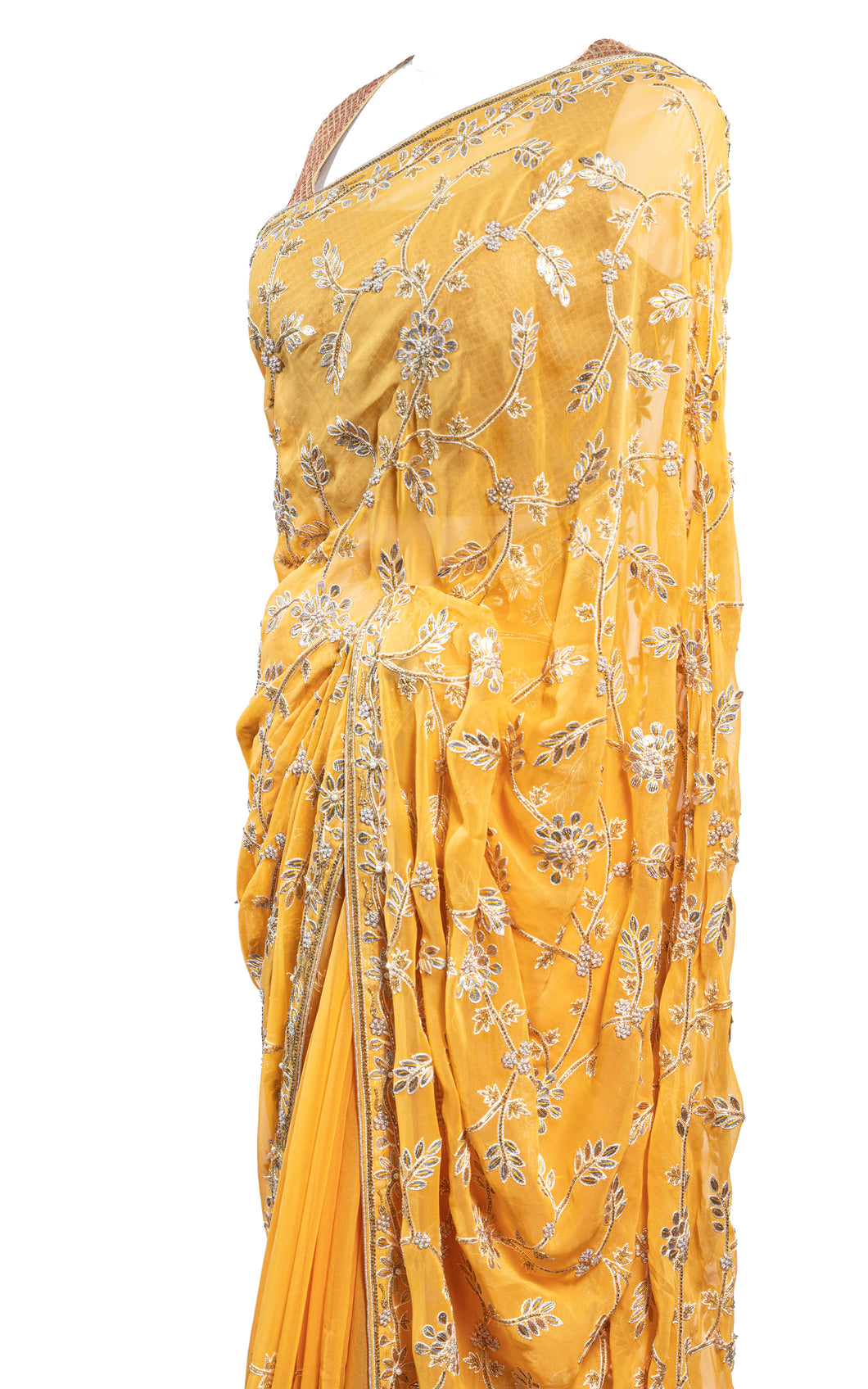 Mustard Yellow Gotta Patti Saree