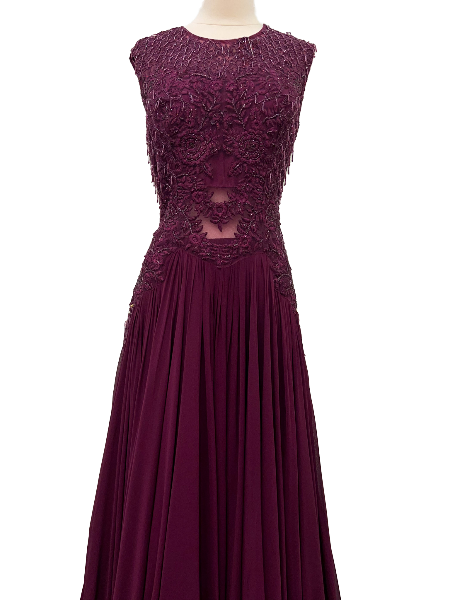 Fancy Wine Color Gown With Full Sleeve Work – vastracloth