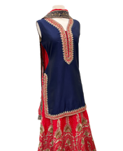 Load image into Gallery viewer, Navy Blue &amp; Red Punjabi Suit
