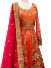 Load image into Gallery viewer, Orange Lehenga wit Anarkali Style Top
