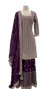 Long Sleeve Purple Gharara with Mirror Work Top