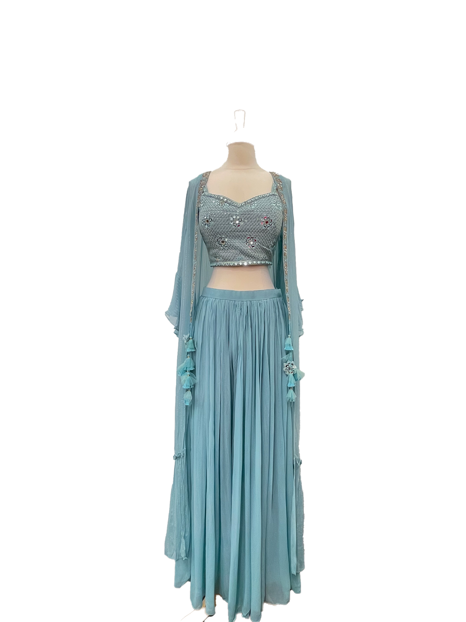 Blue Georgette Sharara Suit with Jacket Frontier Heritage
