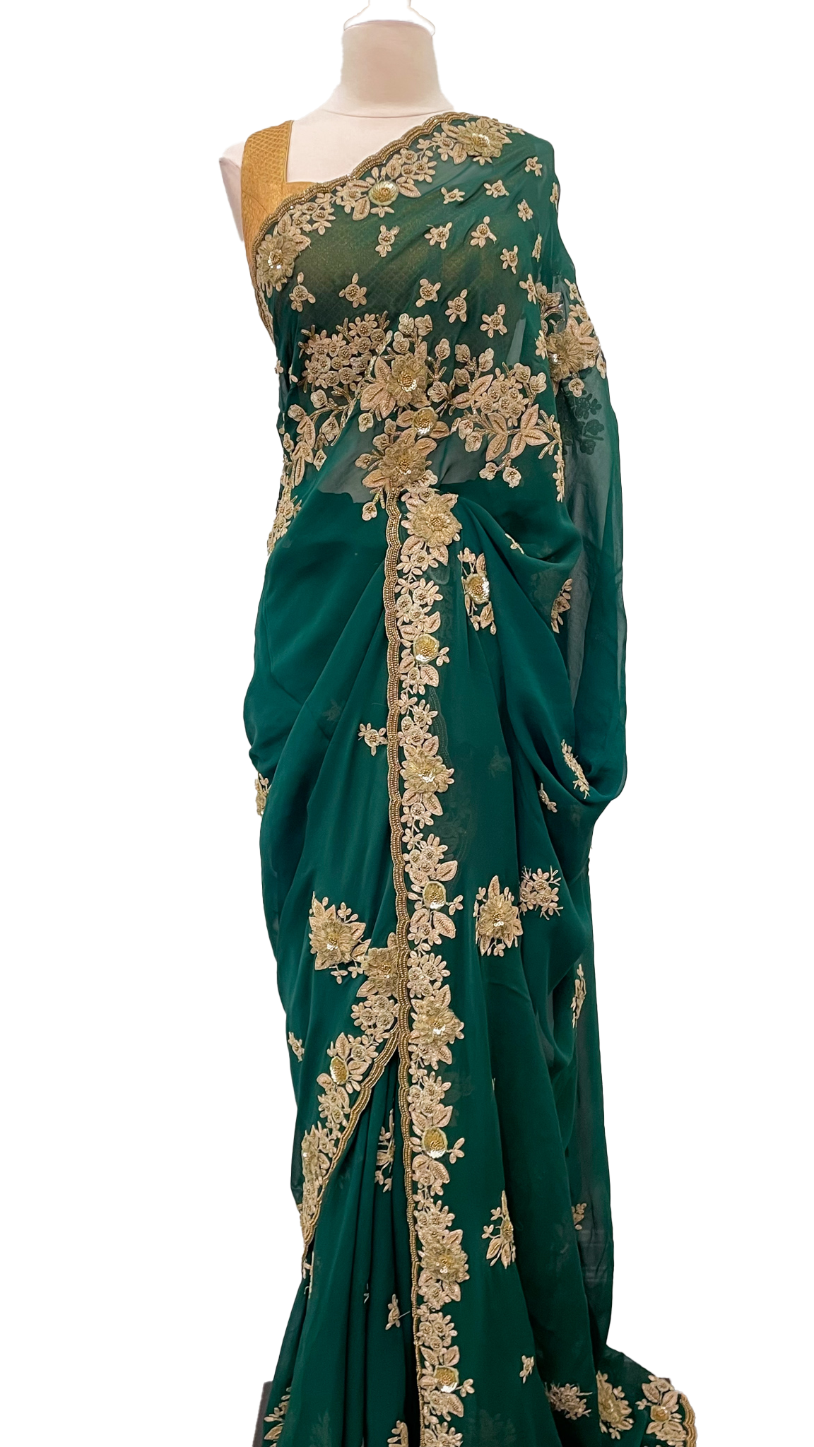 Green Royal Saree With Embroidered Blouse Fabric – Swtantra