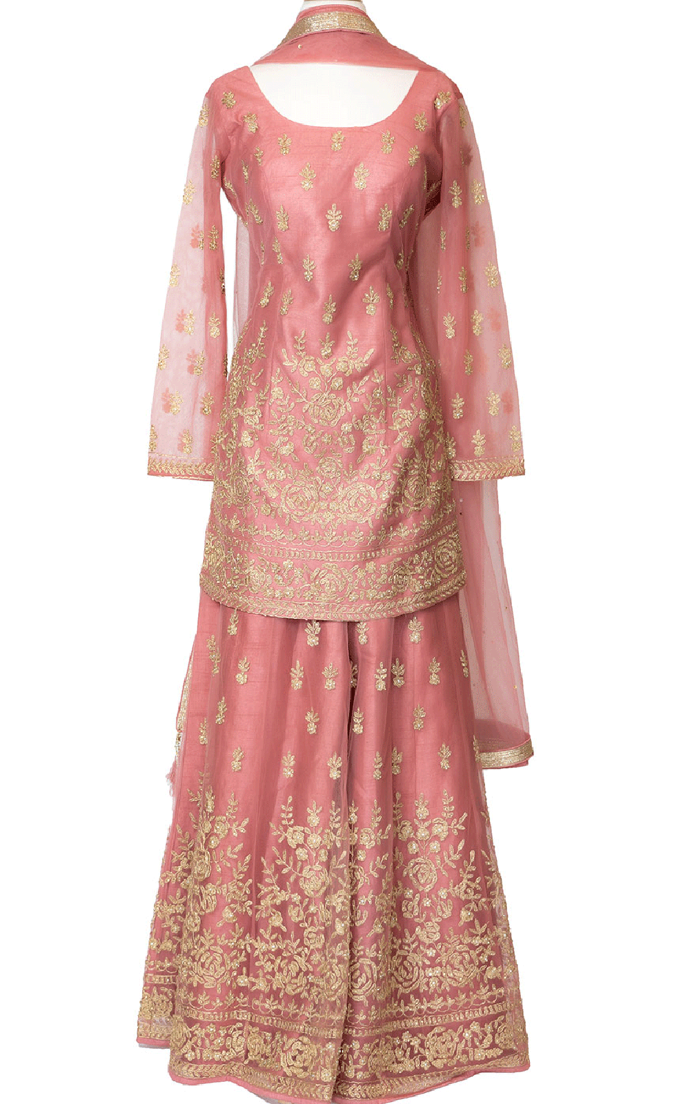Pink Zari Sharara with Long Sleeves