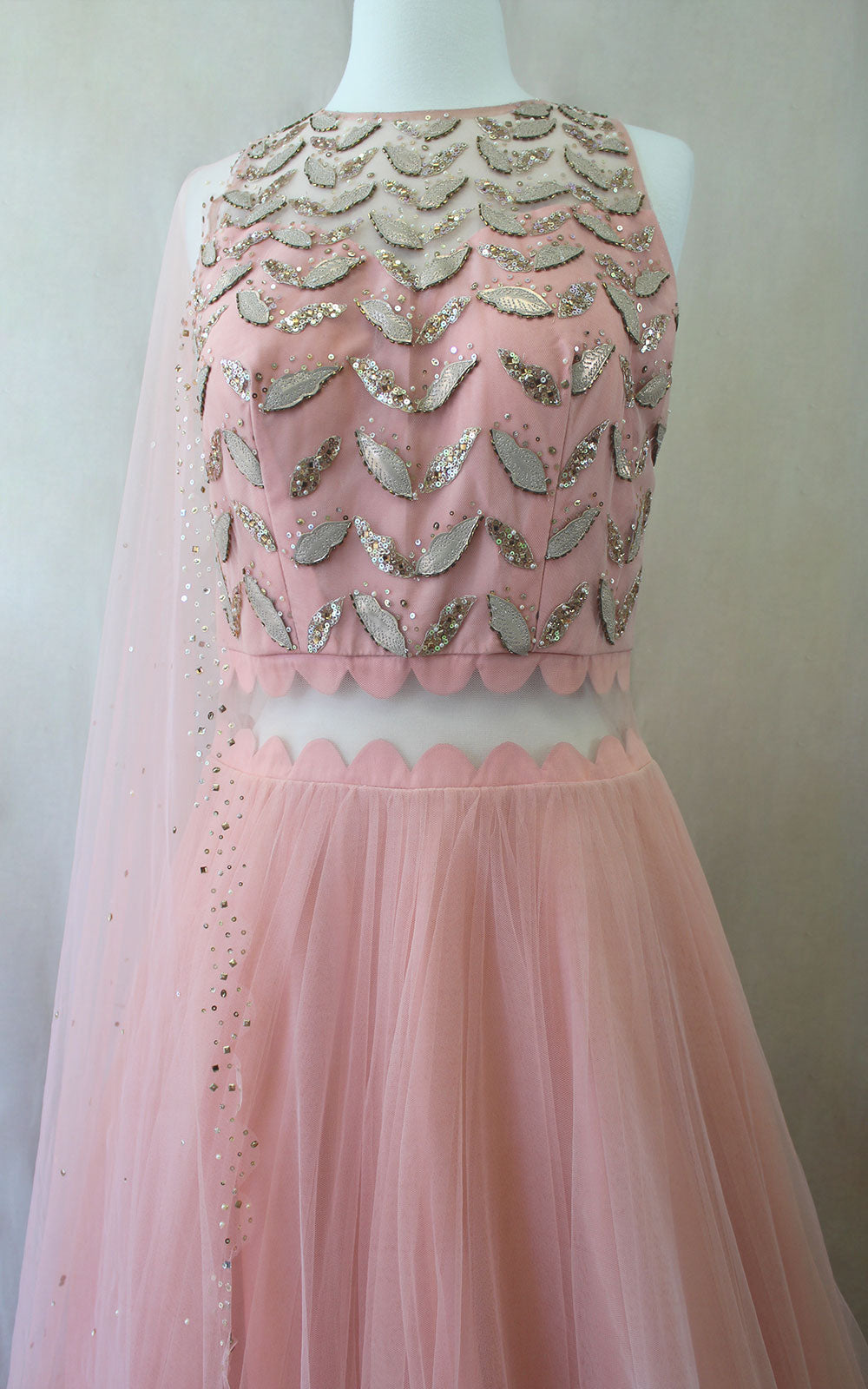 Peach Pearl Sequins Gown