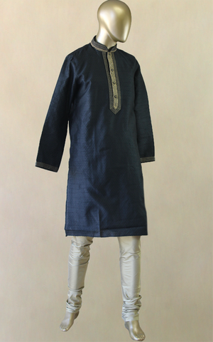 Black Gold Thread Kurta Pajama Frontier Heritage
