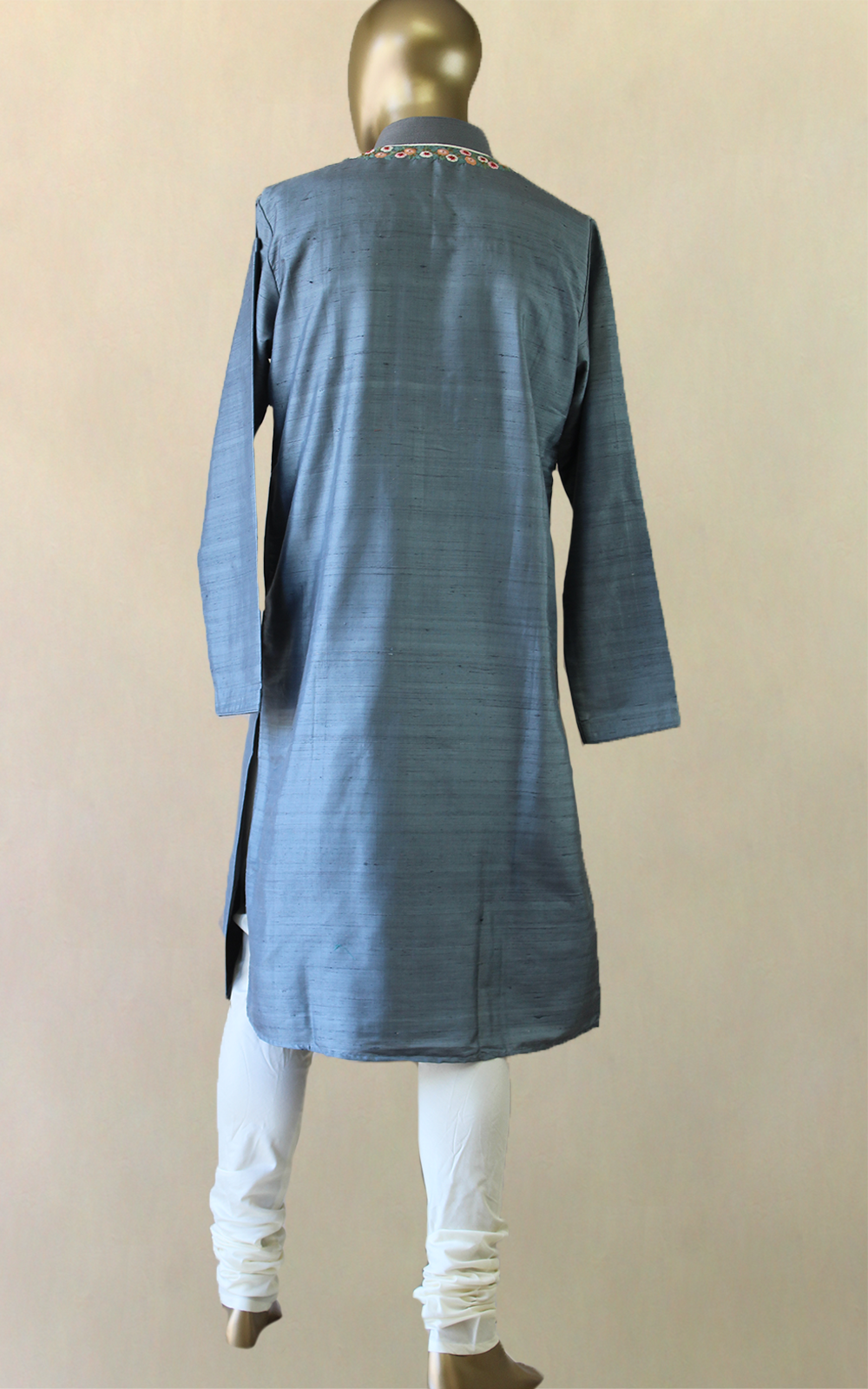 Grey Multi-Floral Thread Kurta Pajama