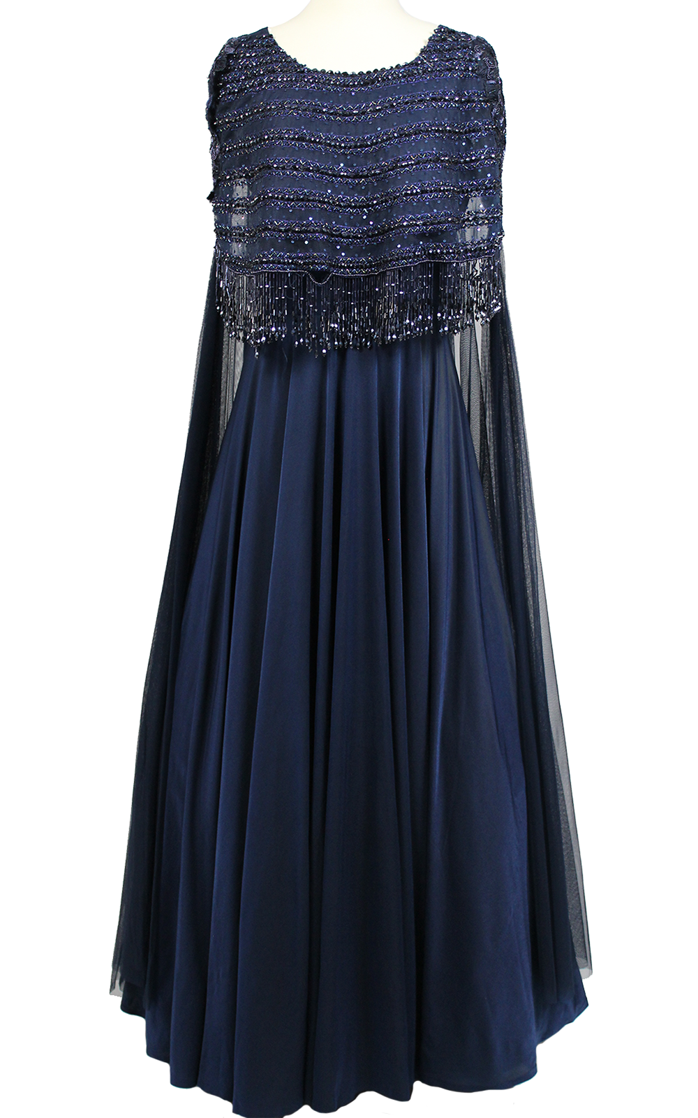 Midnight Blue Beaded Gown
